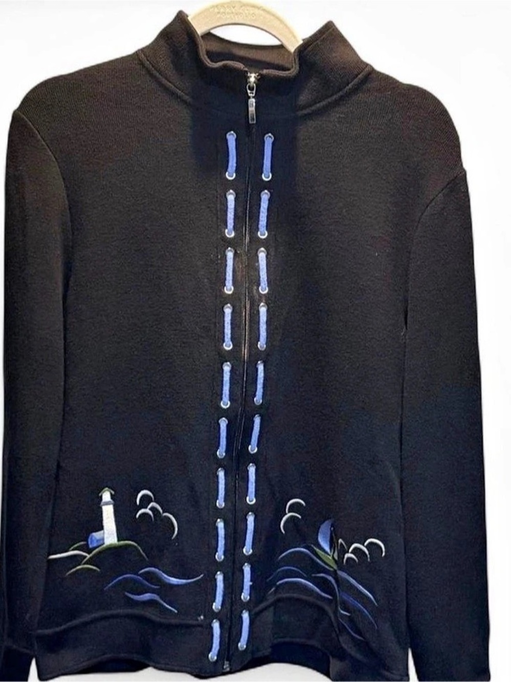 VTG Coastal Grandma Lighthouse Embroidered Zip-Up Jacket 
Breckenridge Sz small